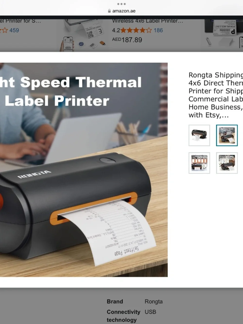 Rongta 4x6 Direct Label Printer. Open Box